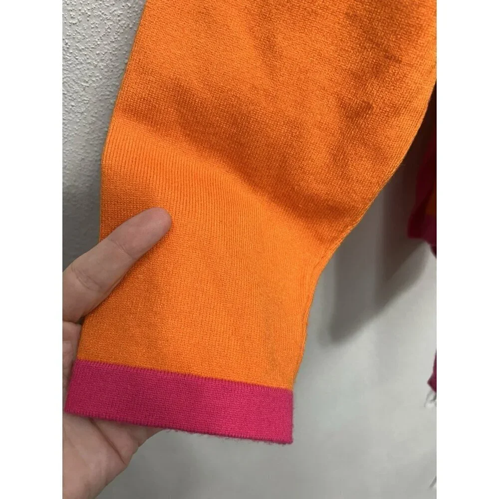 THML Turtleneck Sweater Womens XL Orange Pink Pullover Split Side Hem Soft